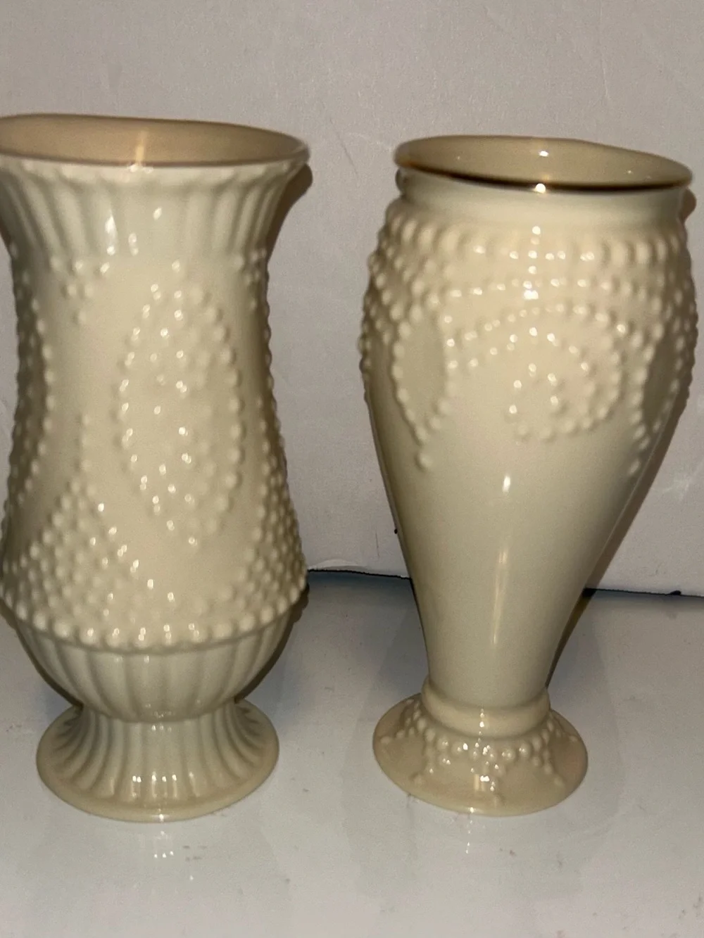 2 Lenox Mini Vases Ivory